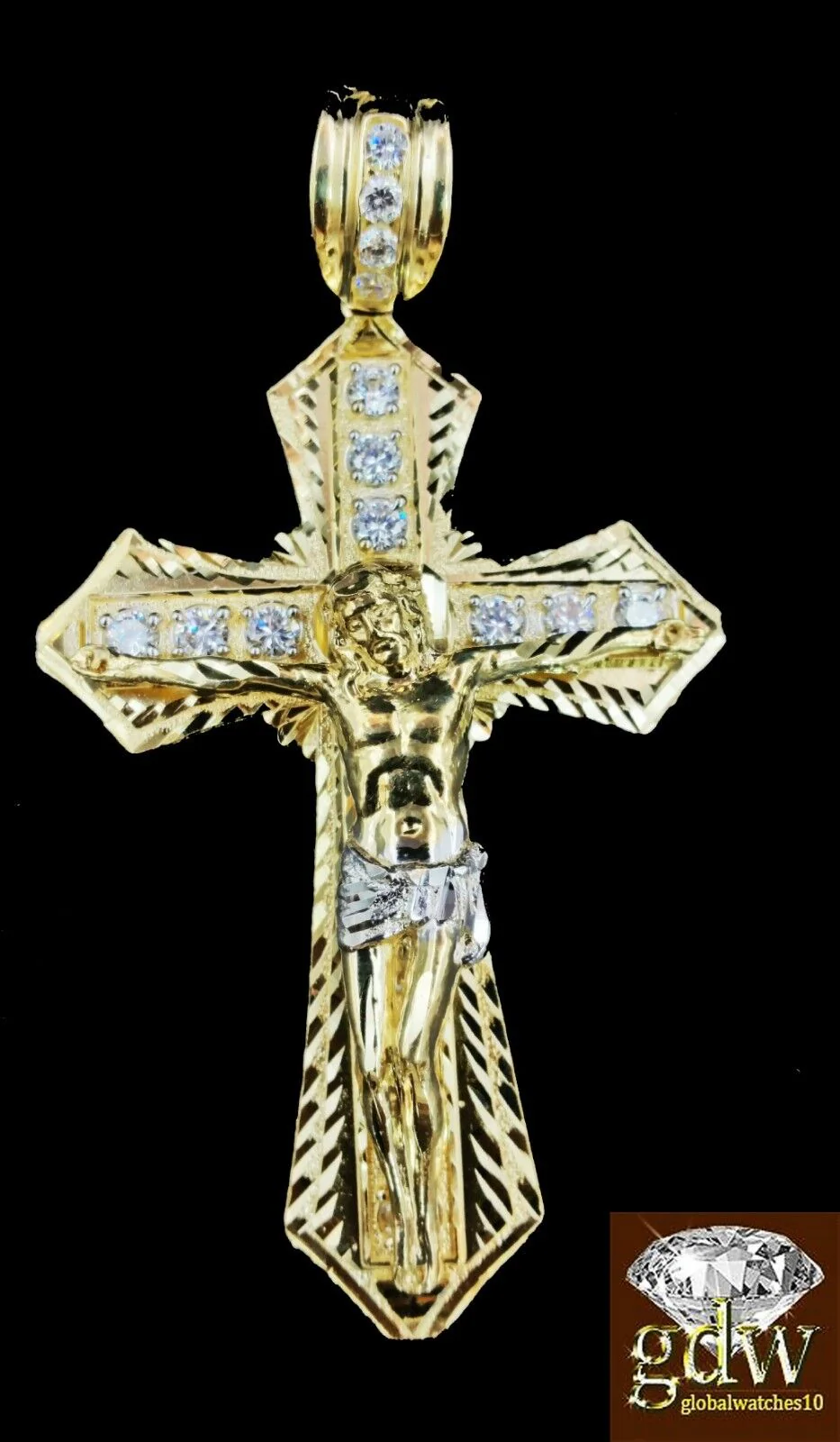 Real 10k Mens Yellow Gold Jesus Cross Charm/Pendant with 28 Inch long Rope Chain - Image 8