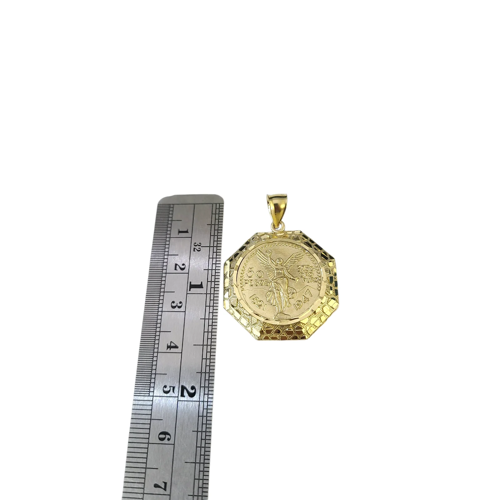 Real 10K Mexican 50 Pesos Medallion Pendant Charm Yellow Gold Genuine 10kt - Image 4