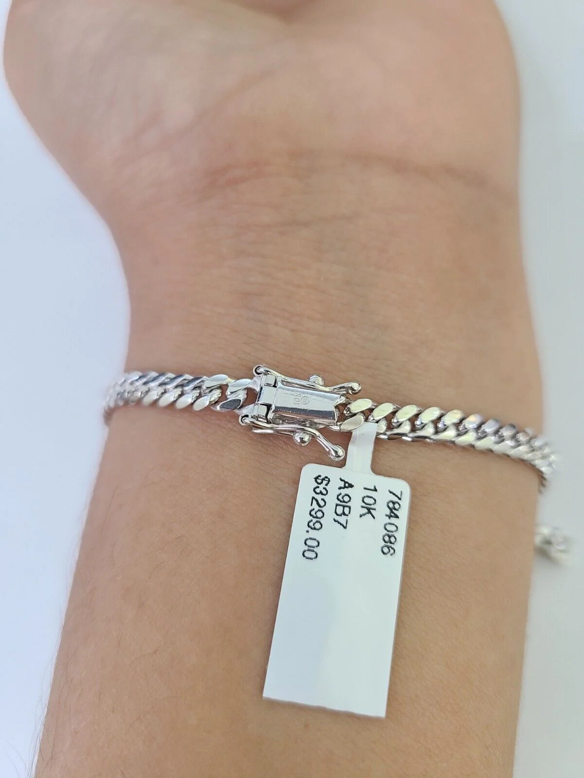 Real 10K Miami Cuban Bracelet White Gold Solid 4mm 8Inches Box Lock Genuine - Image 2