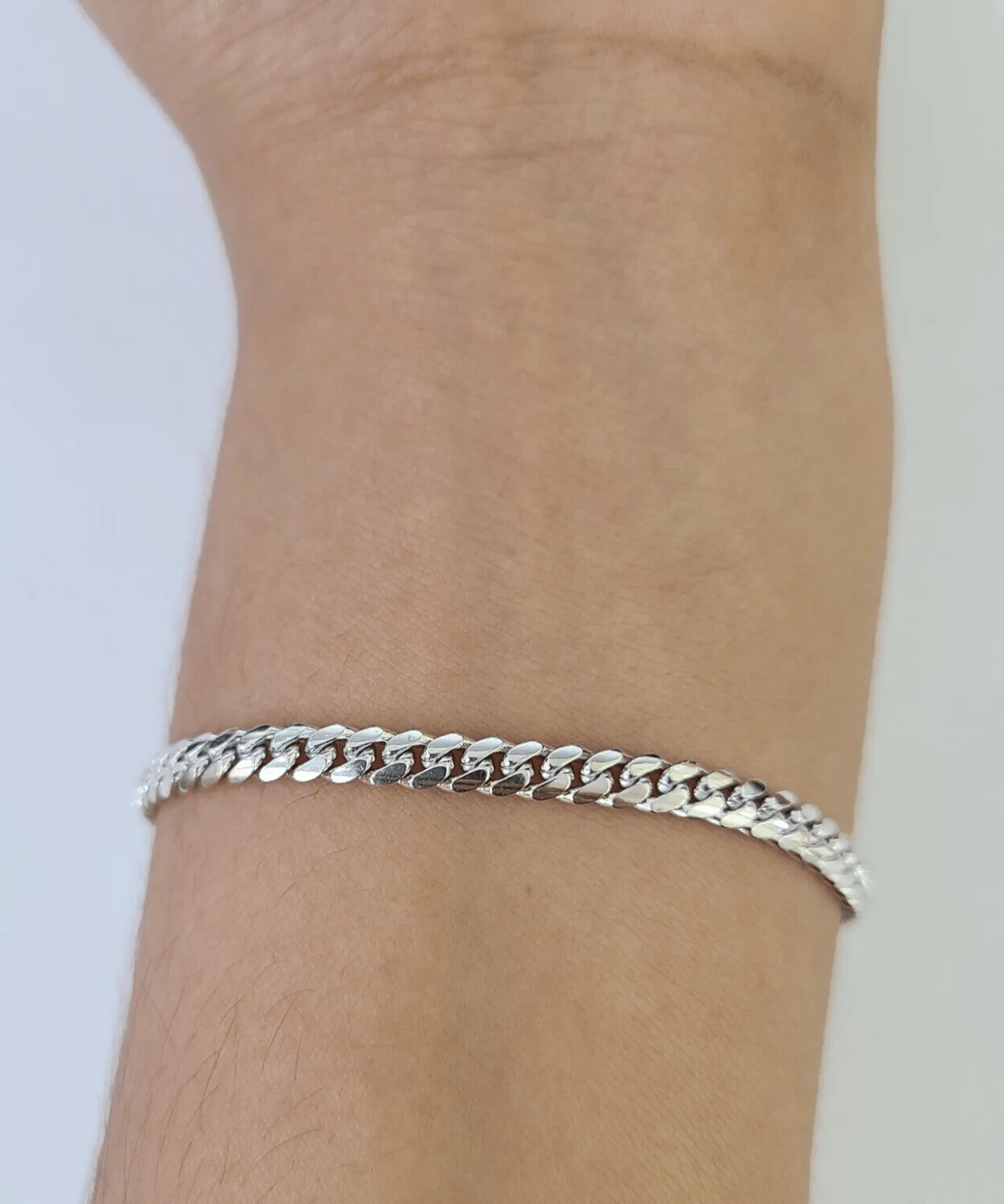 Real 10K Miami Cuban Bracelet White Gold Solid 4mm 8Inches Box Lock Genuine - Image 4