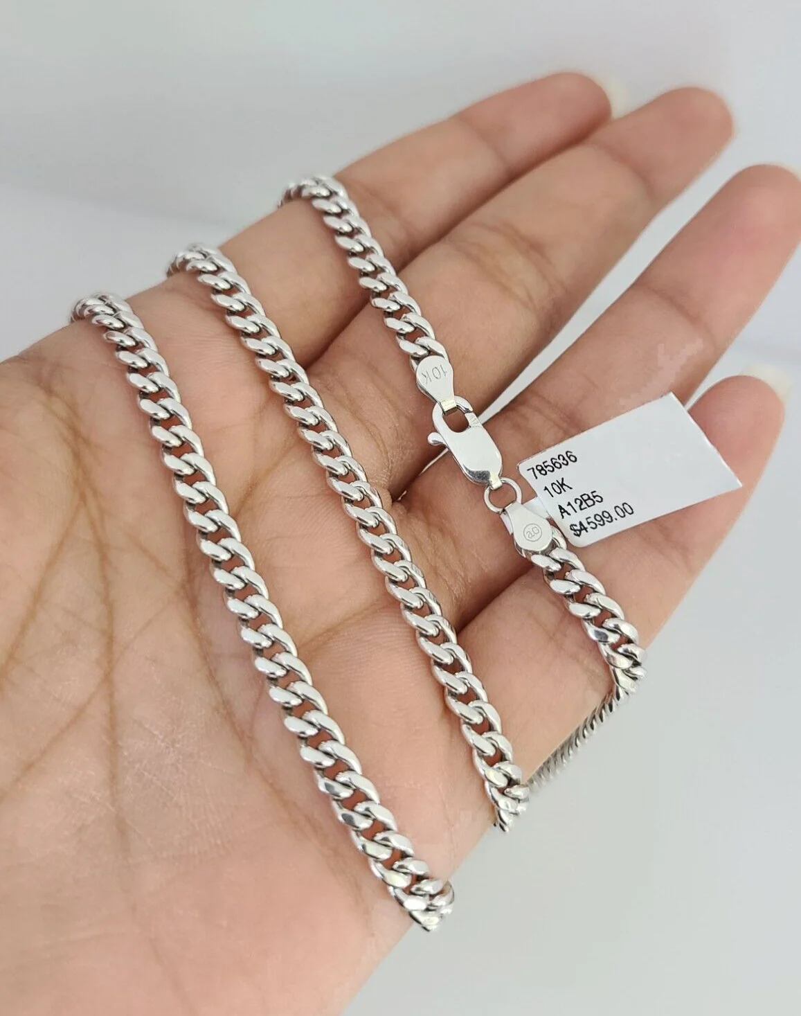 Real 10k Miami Cuban Chain Necklace White Gold 5mm 24" Men Women Real Genuine - Image 3