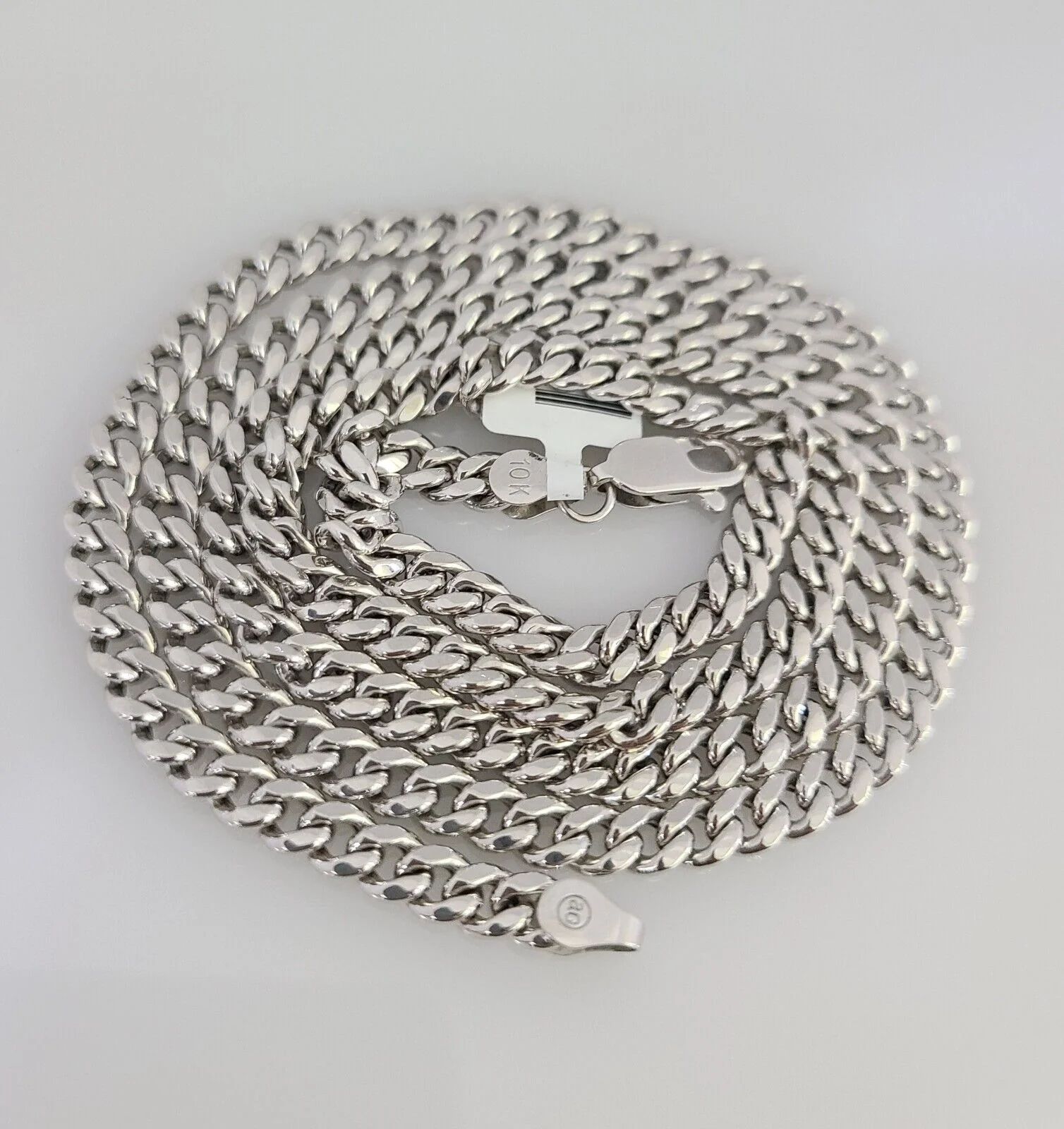 Real 10k Miami Cuban Chain Necklace White Gold 5mm 24" Men Women Real Genuine - Image 6