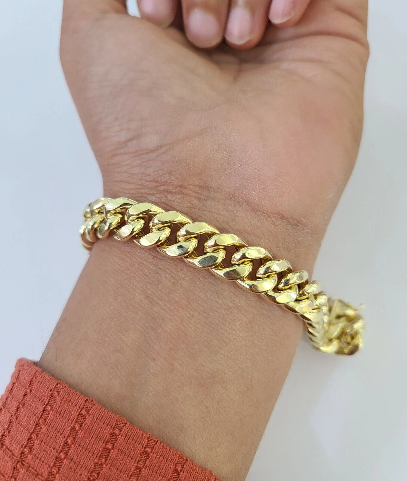 Real 10k Miami Cuban Link Bracelet Gold 10mm 8" Box Lock 10kt Yellow Gold - Image 2