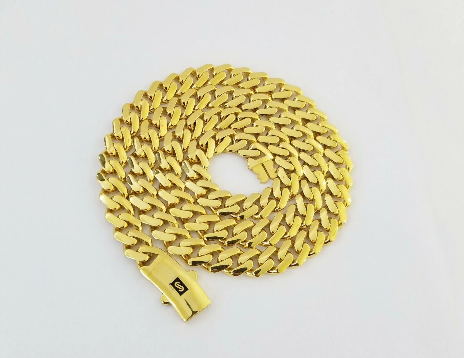Real 10k Miami Cuban Link Monaco Chain 9mm 24" inch Box Clasp 10kt Gold necklace - Image 3