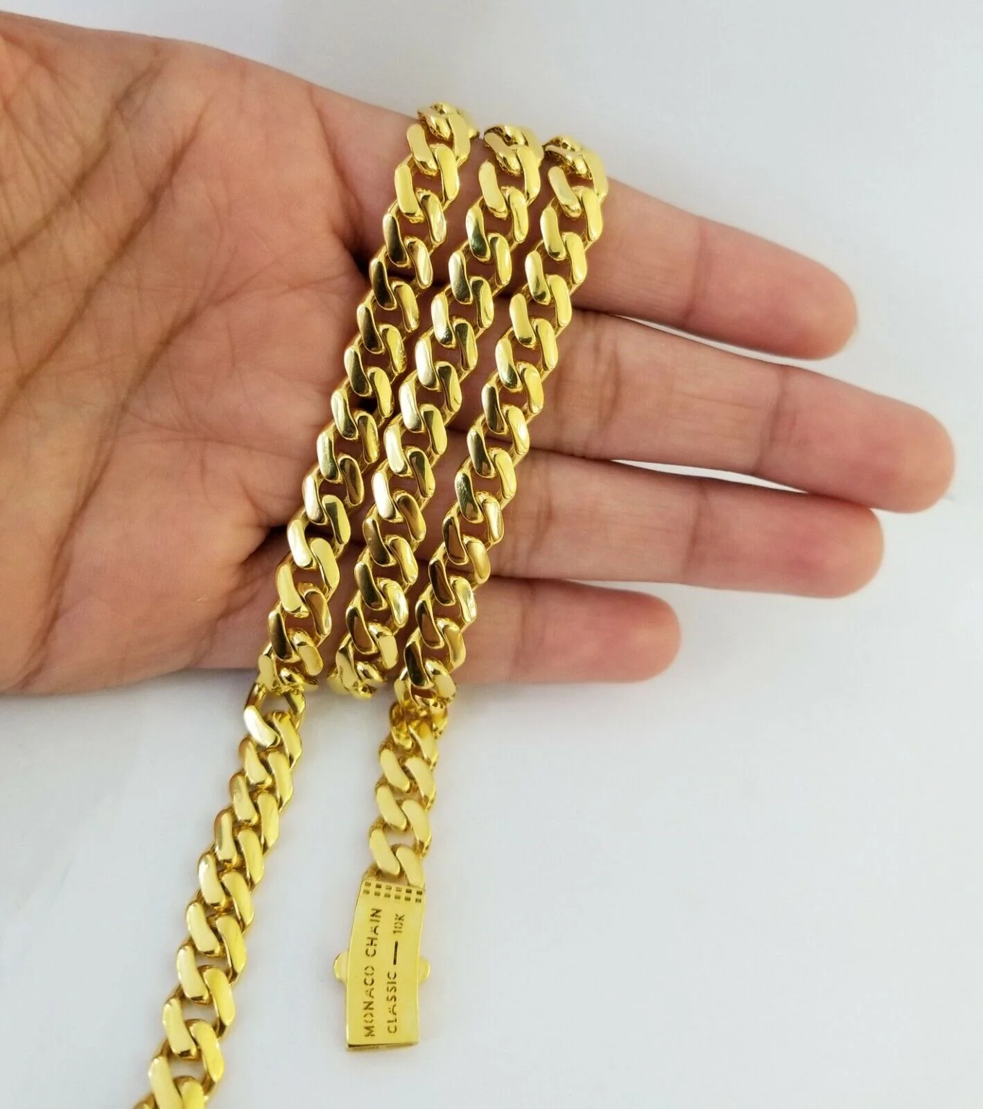 Real 10k Miami Cuban Link Monaco Chain 9mm 24" inch Box Clasp 10kt Gold necklace - Image 5