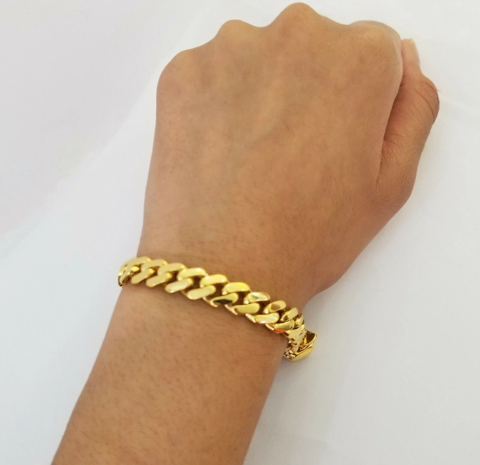 Real 10k Miami Cuban Link Monaco Chain 9mm Box Clasp 8" bracelet - Image 2