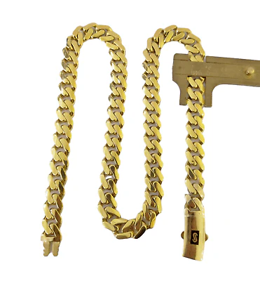 Real 10K Miami Cuban Link Monaco Chain Box Clasp 11mm Gold Necklace 10Kt 22" - Image 4