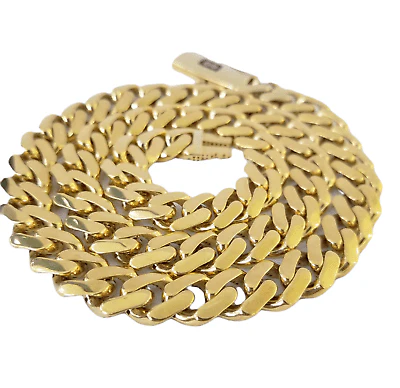 Real 10K Miami Cuban Link Monaco Chain Box Clasp 11mm Gold Necklace 10Kt 22" - Image 8