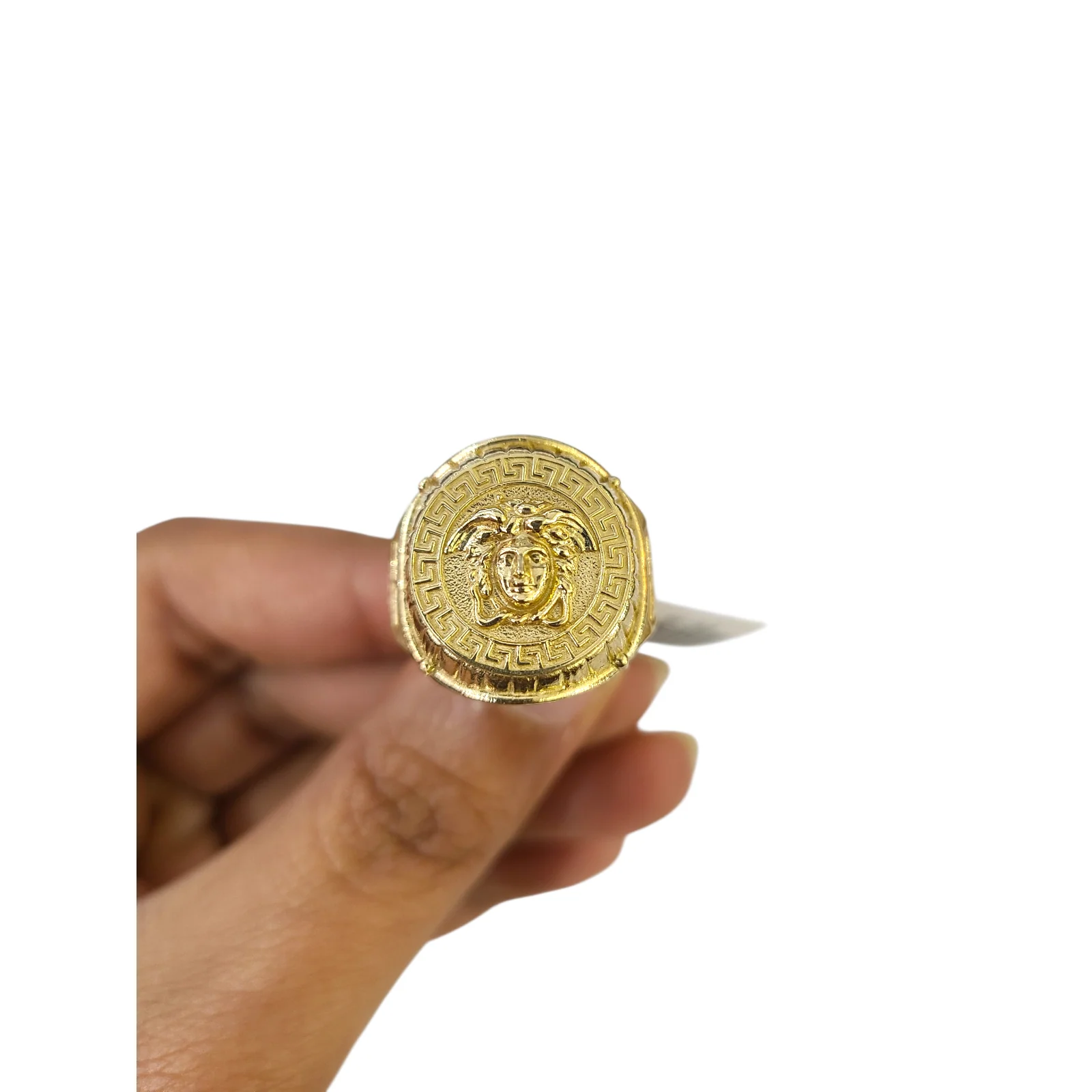 Real 10k Nugget Cross Ring Yellow Gold Men 10Kt Genuine Ring Sizes 6,7,8,9,10,11 & 12 - Image 2