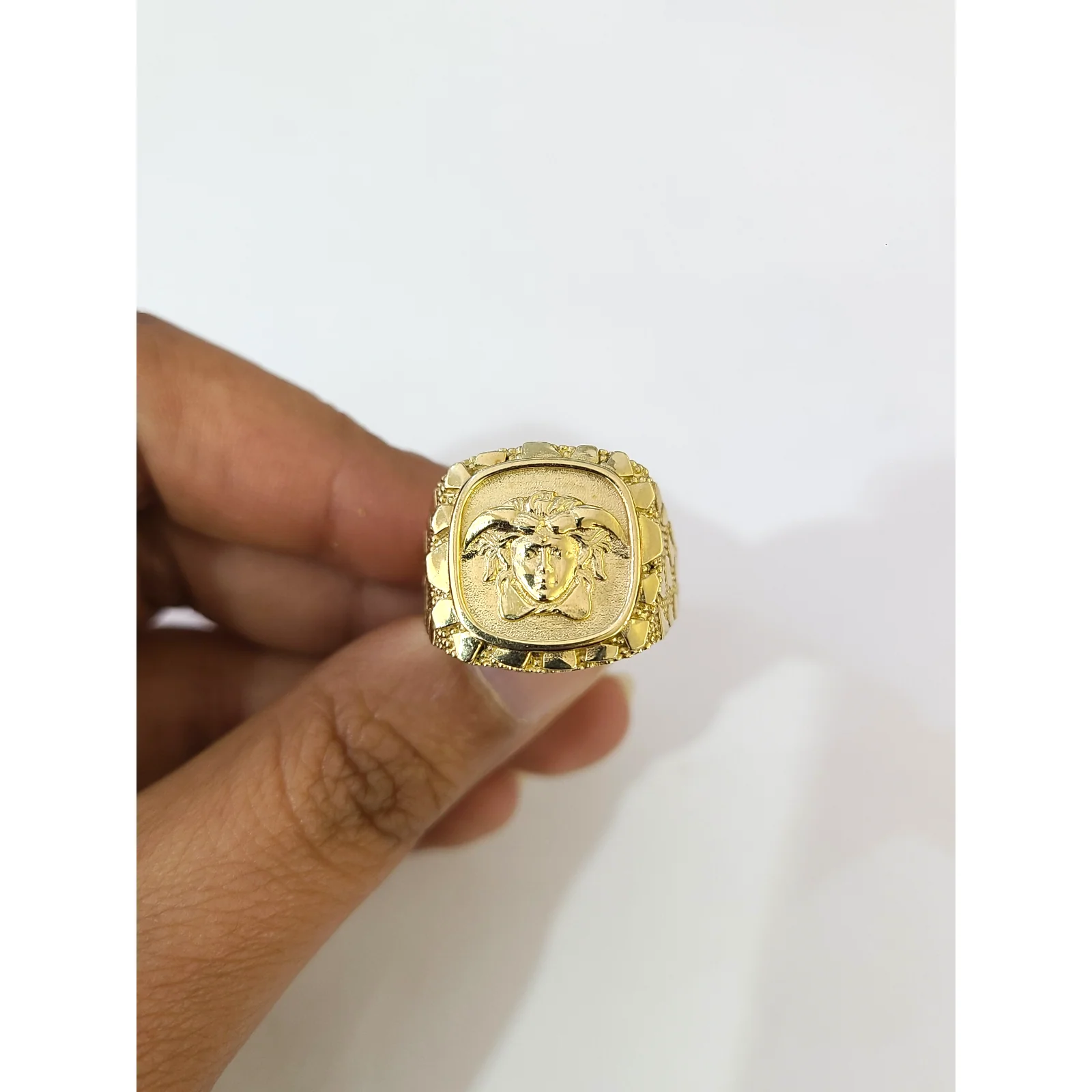 Real 10k Nugget Head Ring Yellow Gold Men 10Kt Genuine - Image 3
