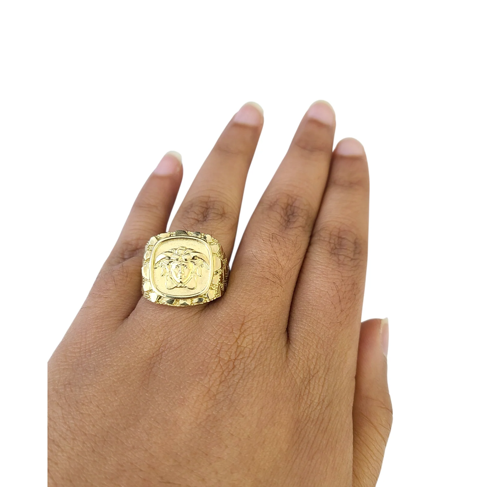 Real 10k Nugget Head Ring Yellow Gold Men 10Kt Genuine - Image 4