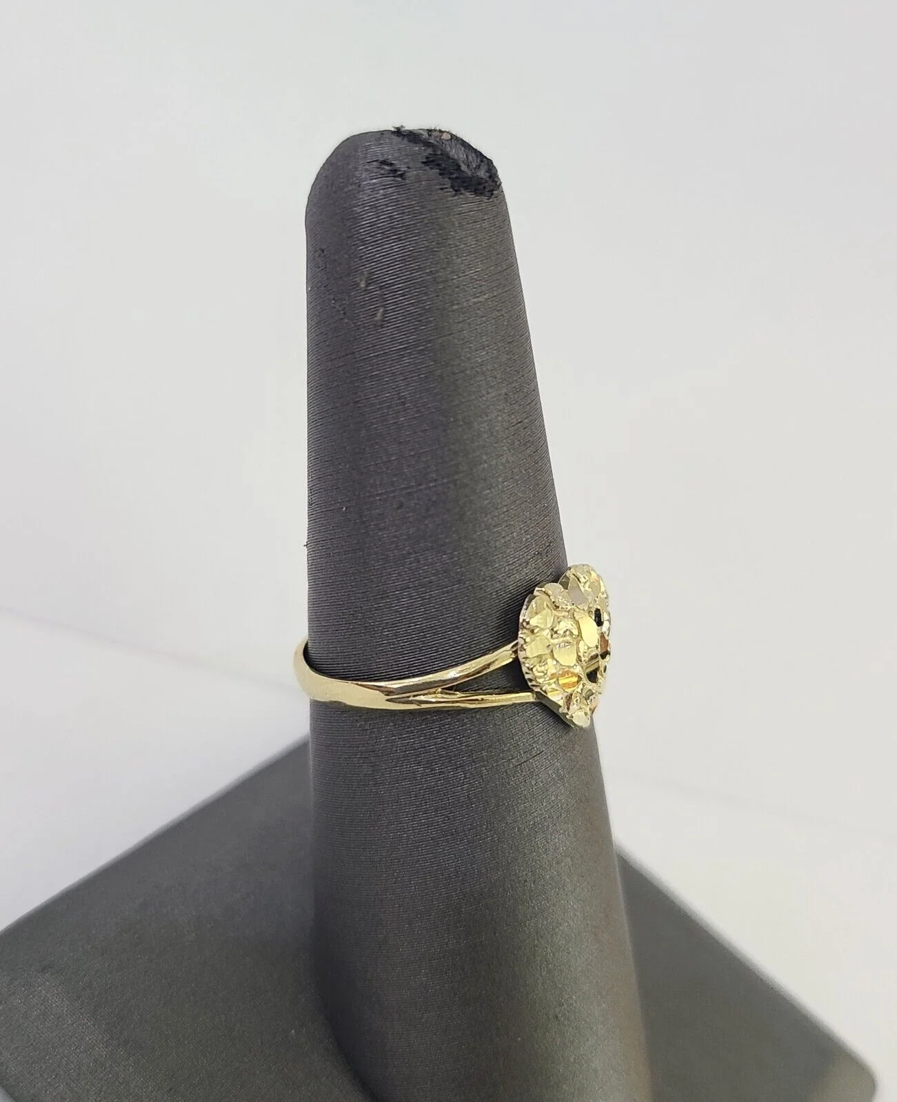 Real 10k Nugget Heart Ring Band Wedding Engagement Women Yellow Gold Ring Sizes 6,7,8,9,10,11 & 12 - Image 7