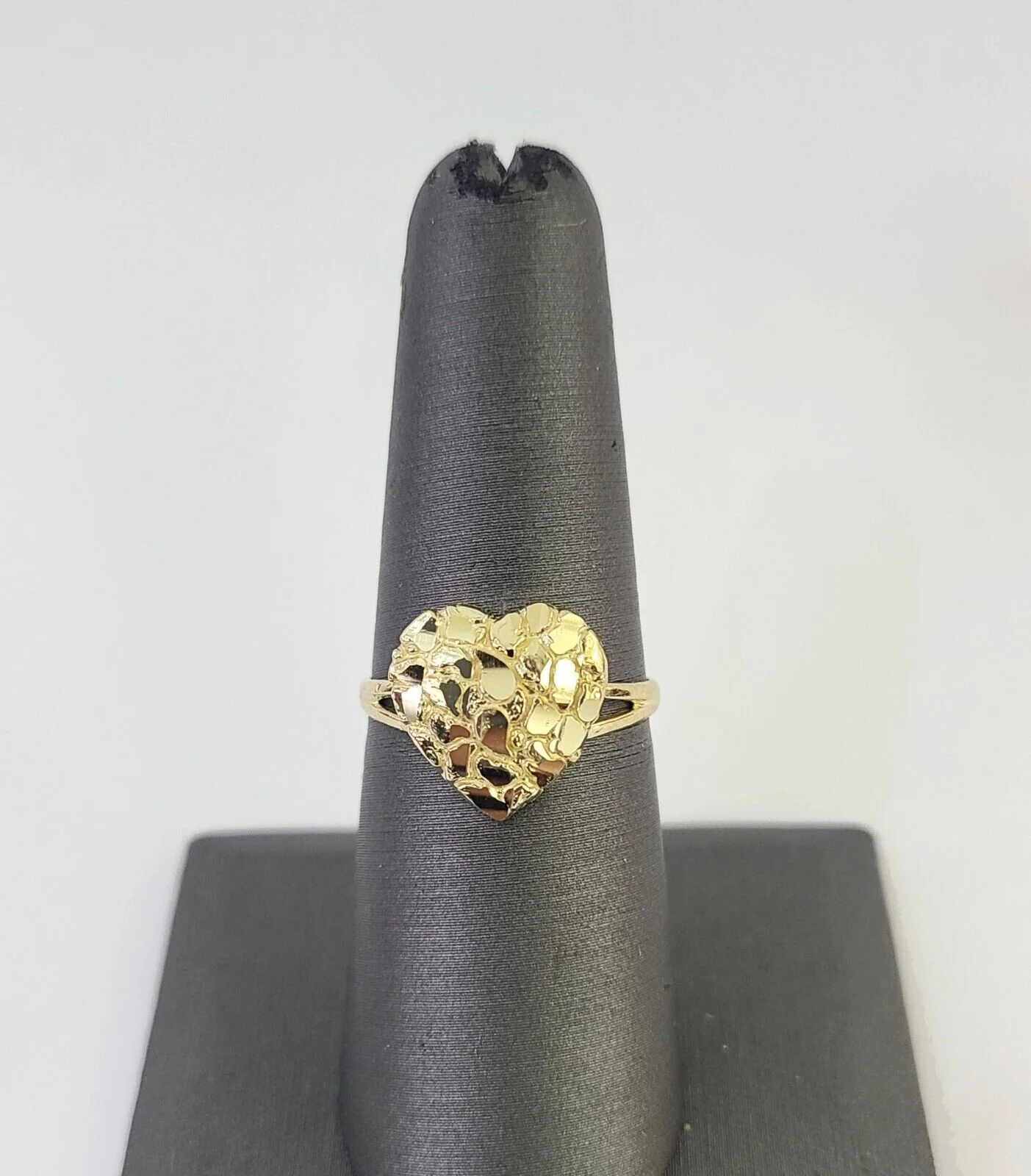 Real 10k Nugget Heart Ring Band Wedding Engagement Women Yellow Gold Ring Sizes 6,7,8,9,10,11 & 12 - Image 2
