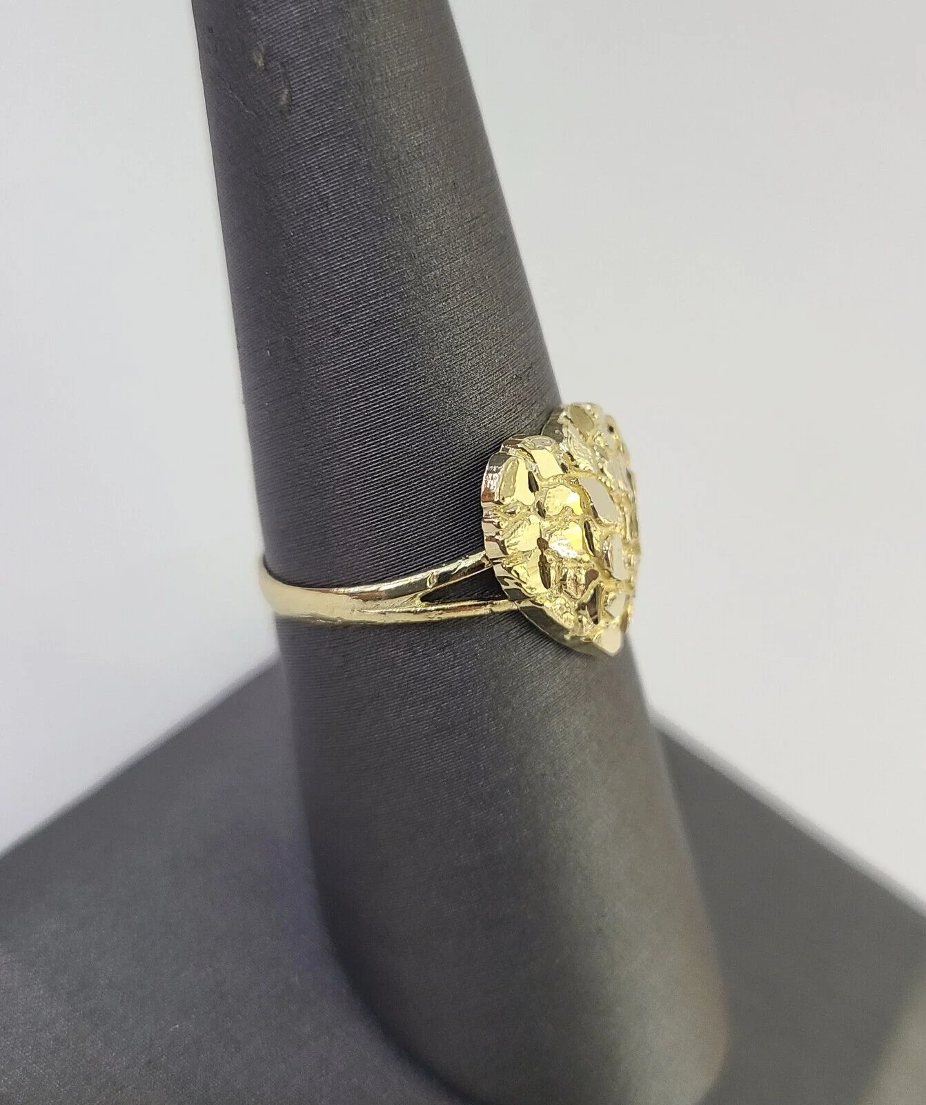 Real 10k Nugget Heart Ring Band Wedding Engagement Women Yellow Gold Ring Sizes 6,7,8,9,10,11 & 12 - Image 3