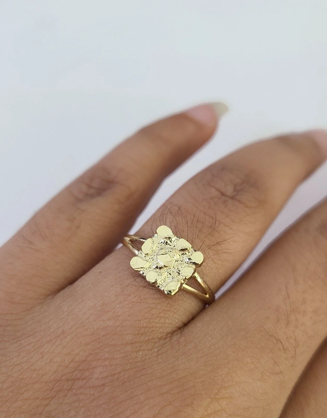 Real 10k Nugget Ring Band Wedding Engagement Women Yellow Gold Ring Sizes 6,7,8,9,10,11 & 12 - Image 2