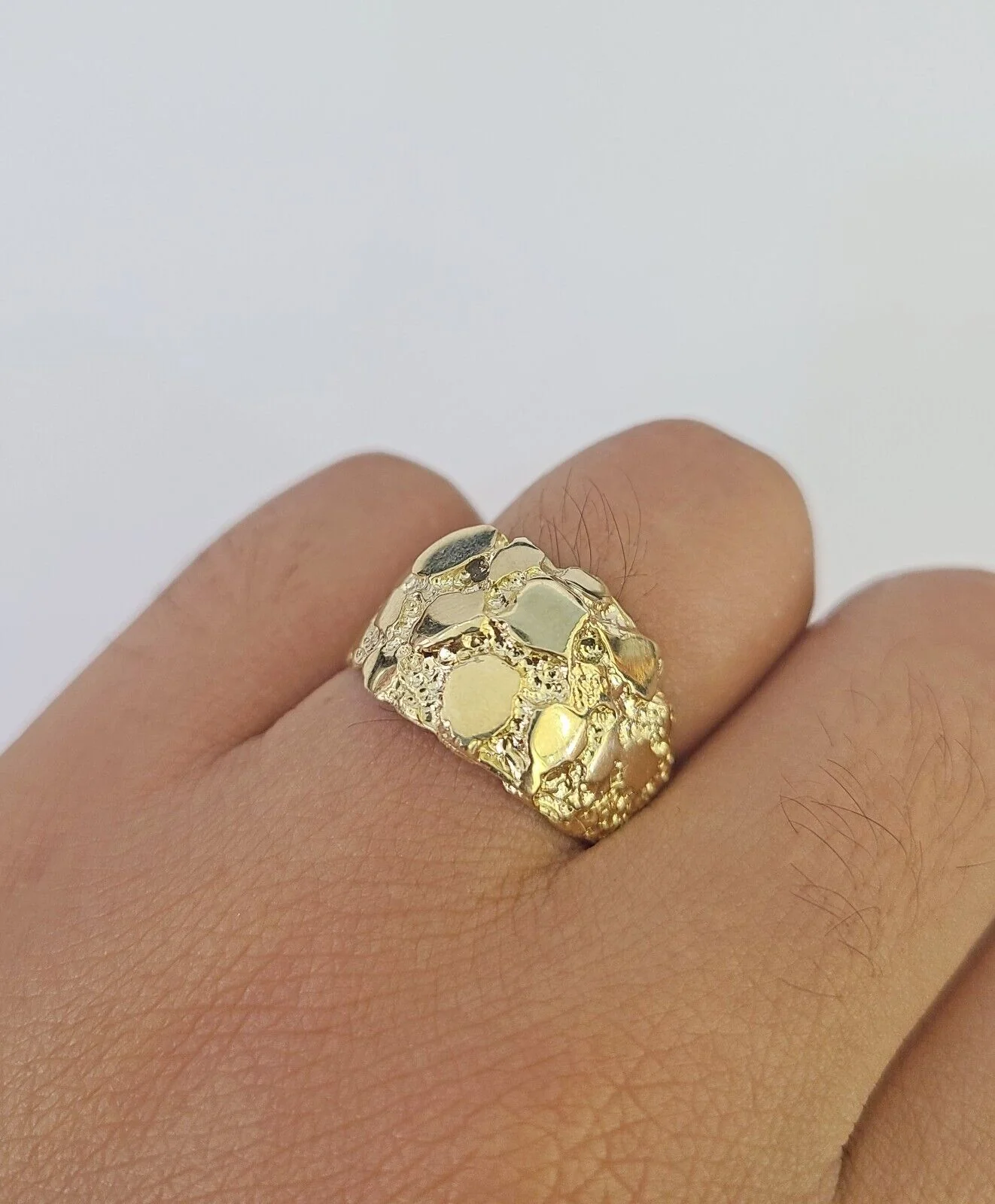 Real 10k Nugget Ring Yellow Gold Casual Ring 10kt Genuine All Sizes - Image 6