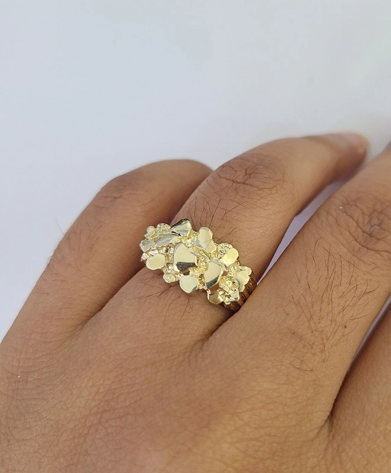 Real 10k Nugget Ring Yellow Gold Casual Ring 10kt Genuine All Sizes - Image 2