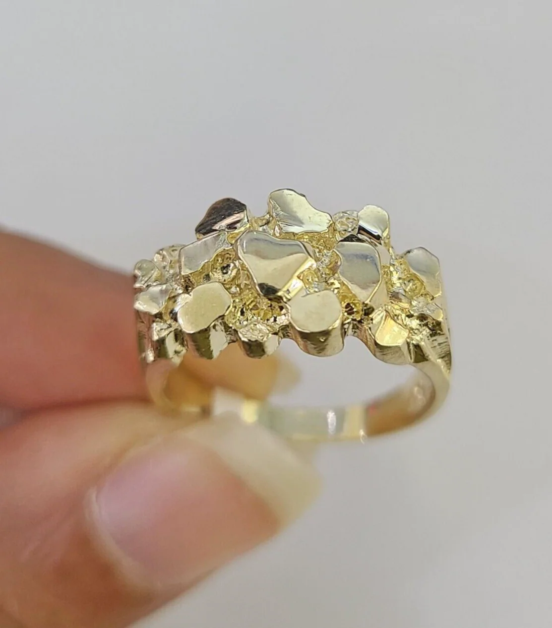 Real 10k Nugget Ring Yellow Gold Casual Ring 10kt Genuine All Sizes - Image 3