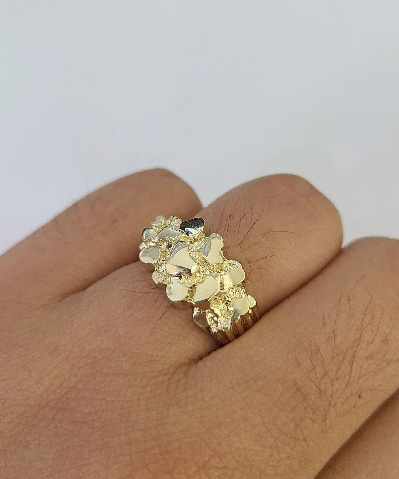 Real 10k Nugget Ring Yellow Gold Casual Ring 10kt Genuine All Sizes - Image 4