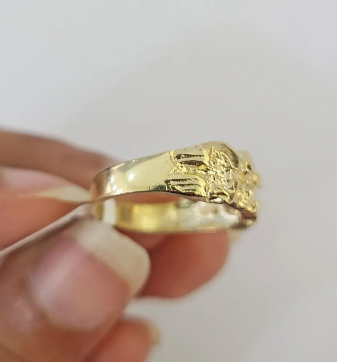 Real 10k Nugget Ring Yellow Gold Casual Ring 10kt Genuine All Sizes - Image 2