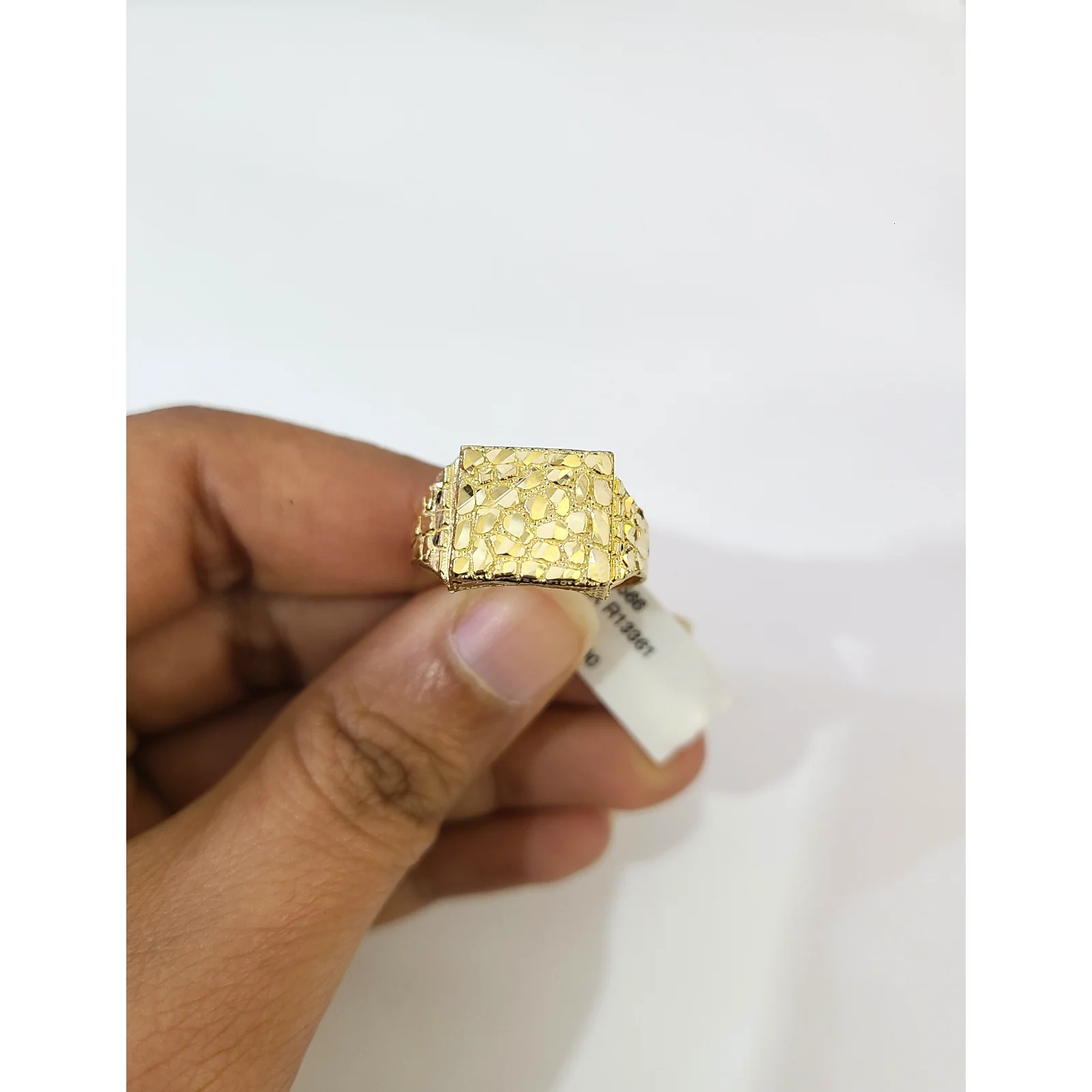 Real 10k Nugget Square Ring Yellow Gold Men 10Kt Genuine - Image 3