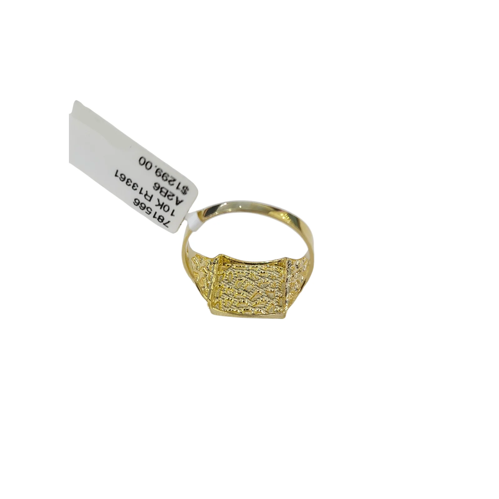 Real 10k Nugget Square Ring Yellow Gold Men 10Kt Genuine - Image 6