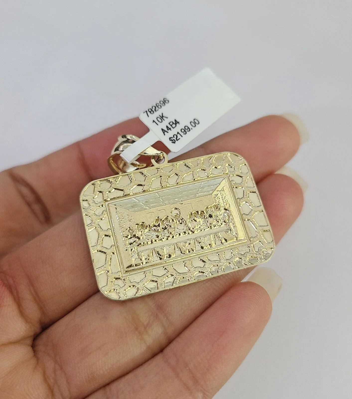 REAL 10k Rope Chain 3mm Last Supper Charm Pendant Necklace Set 18"-30" in - Image 7