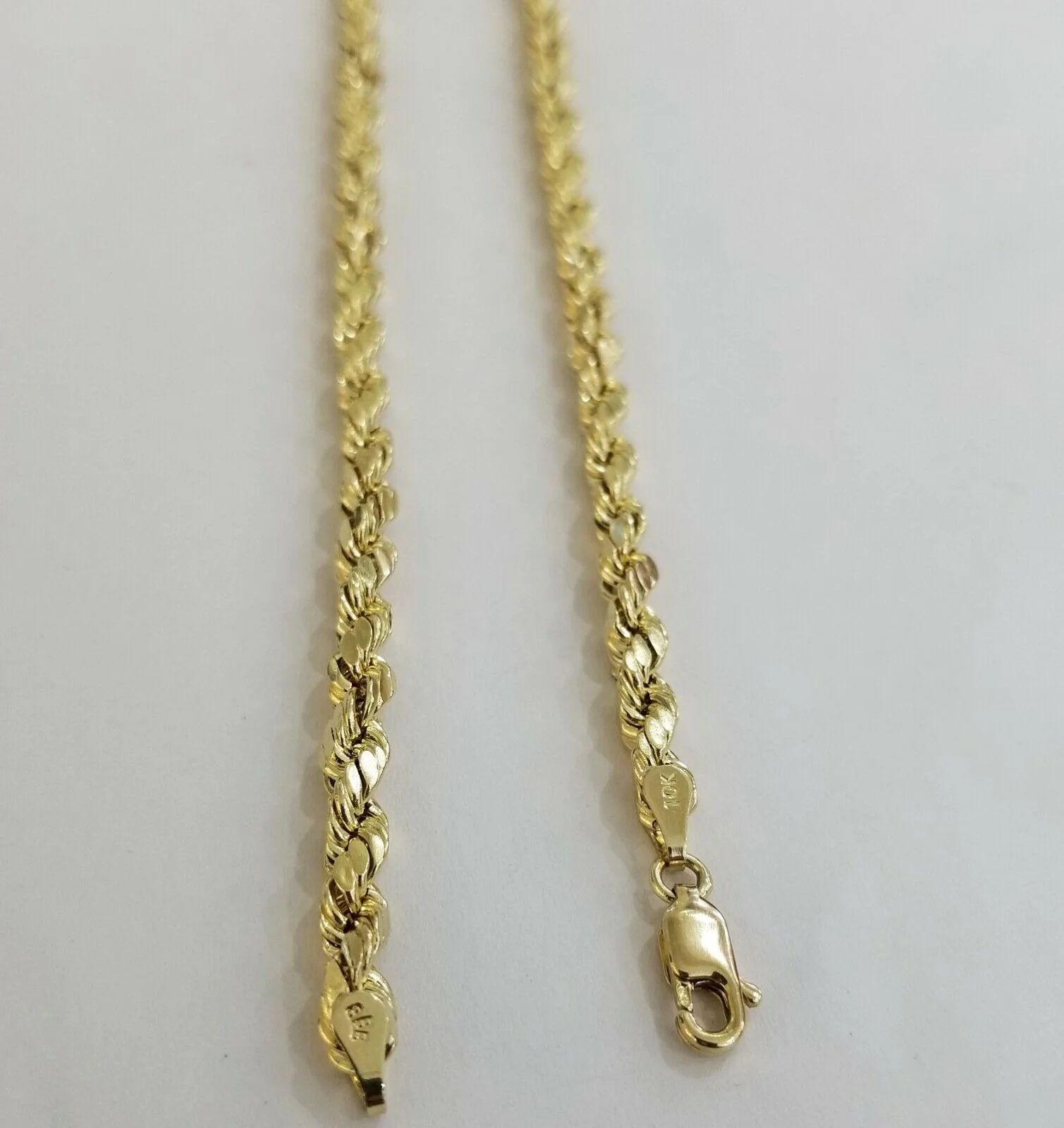 REAL 10k Rope Chain 4mm 22" Necklace Yellow Gold Diamond Cut Men Women - Image 2