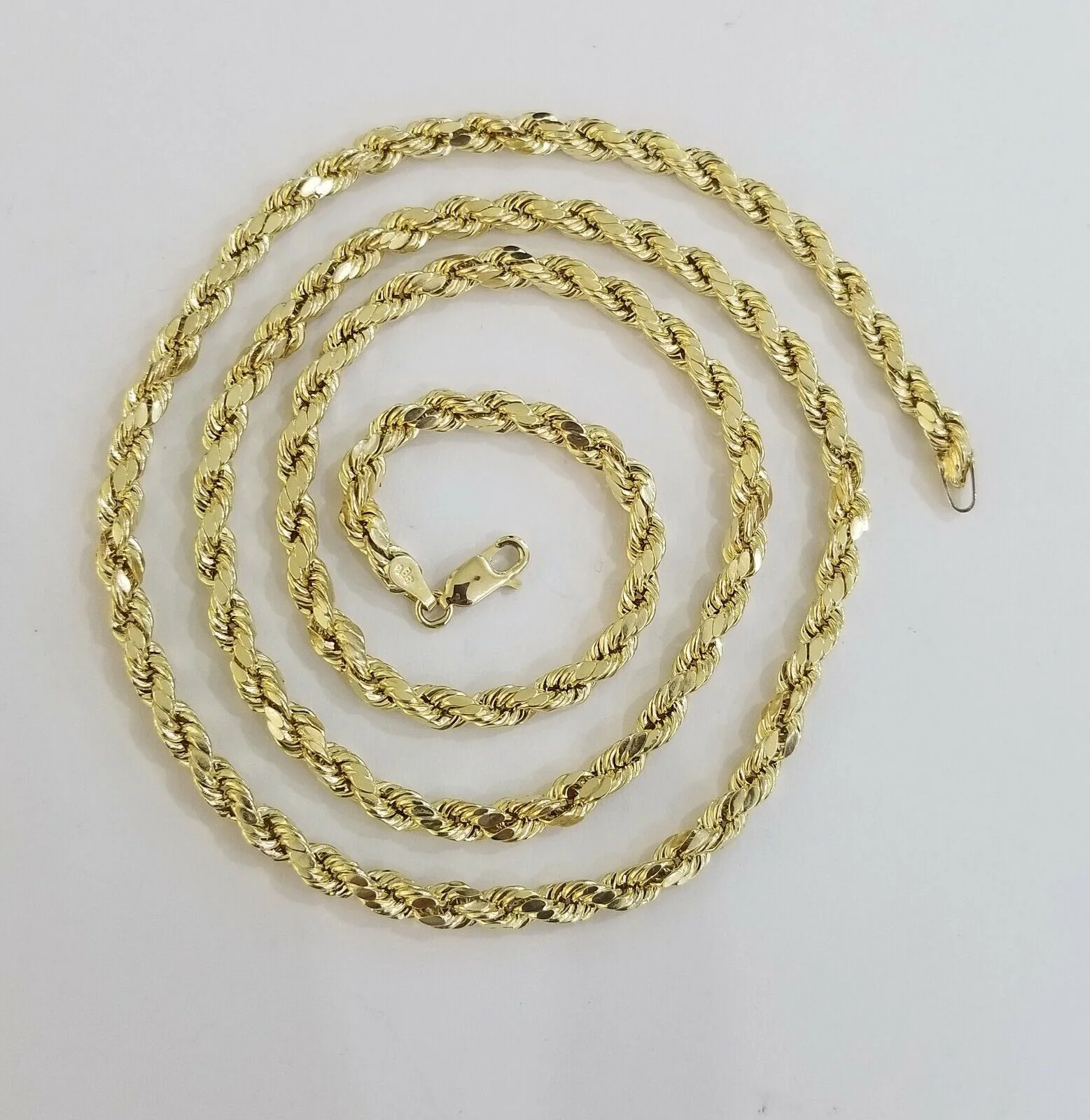 REAL 10k Rope Chain 4mm 22" Necklace Yellow Gold Diamond Cut Men Women - Image 5