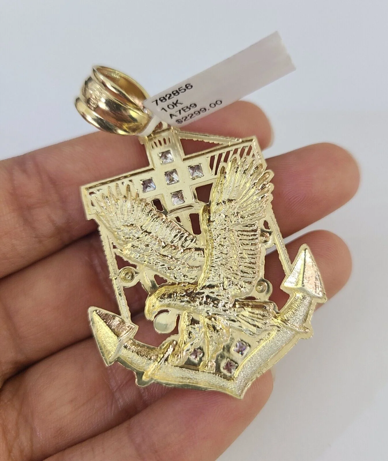 Real 10k Rope Chain Eagle Anchor Charm Set 7mm 20"-28" Inch Necklace Yellow Gold - Image 7