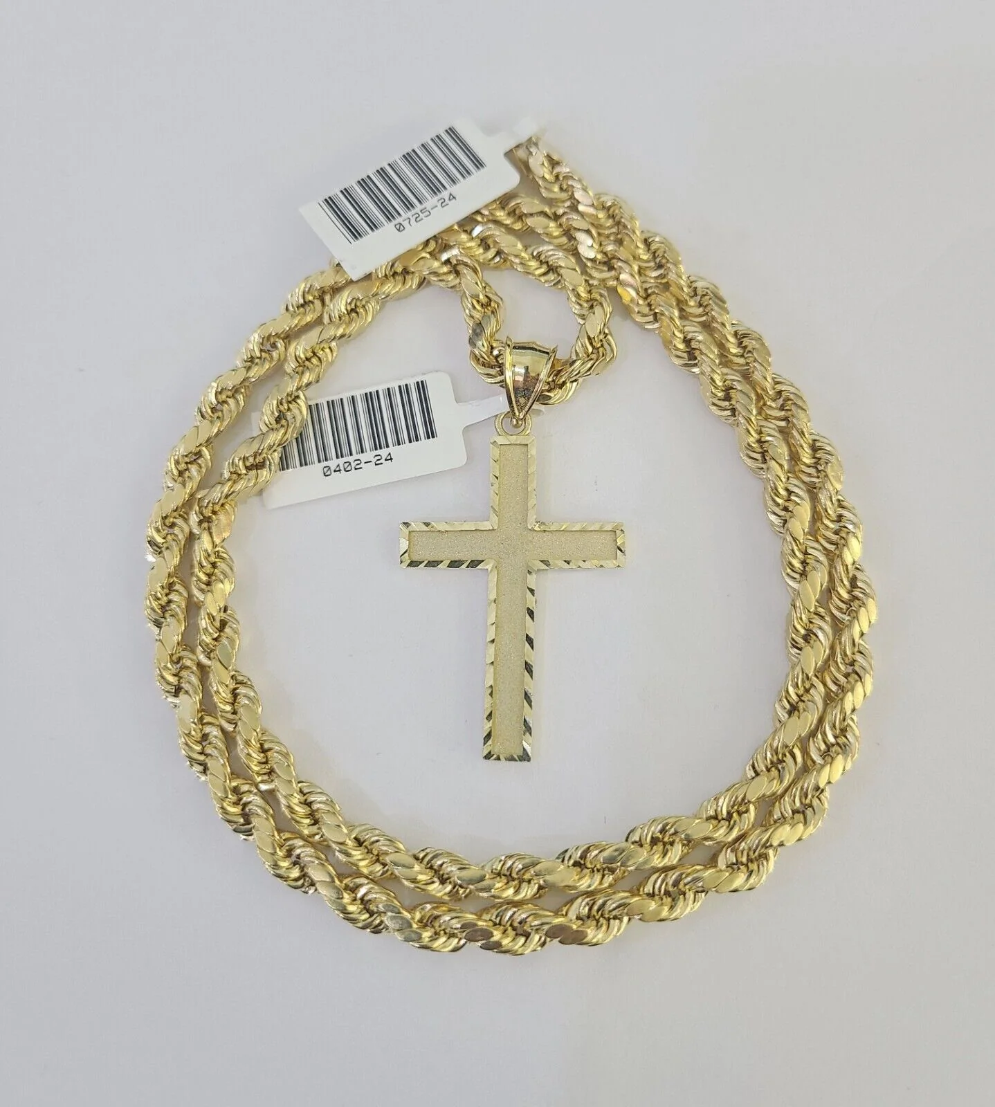 Real 10k Rope Chain Jesus Cross Charm Necklace Pendant Set 5mm 20"-30" Inch Gold - Image 5