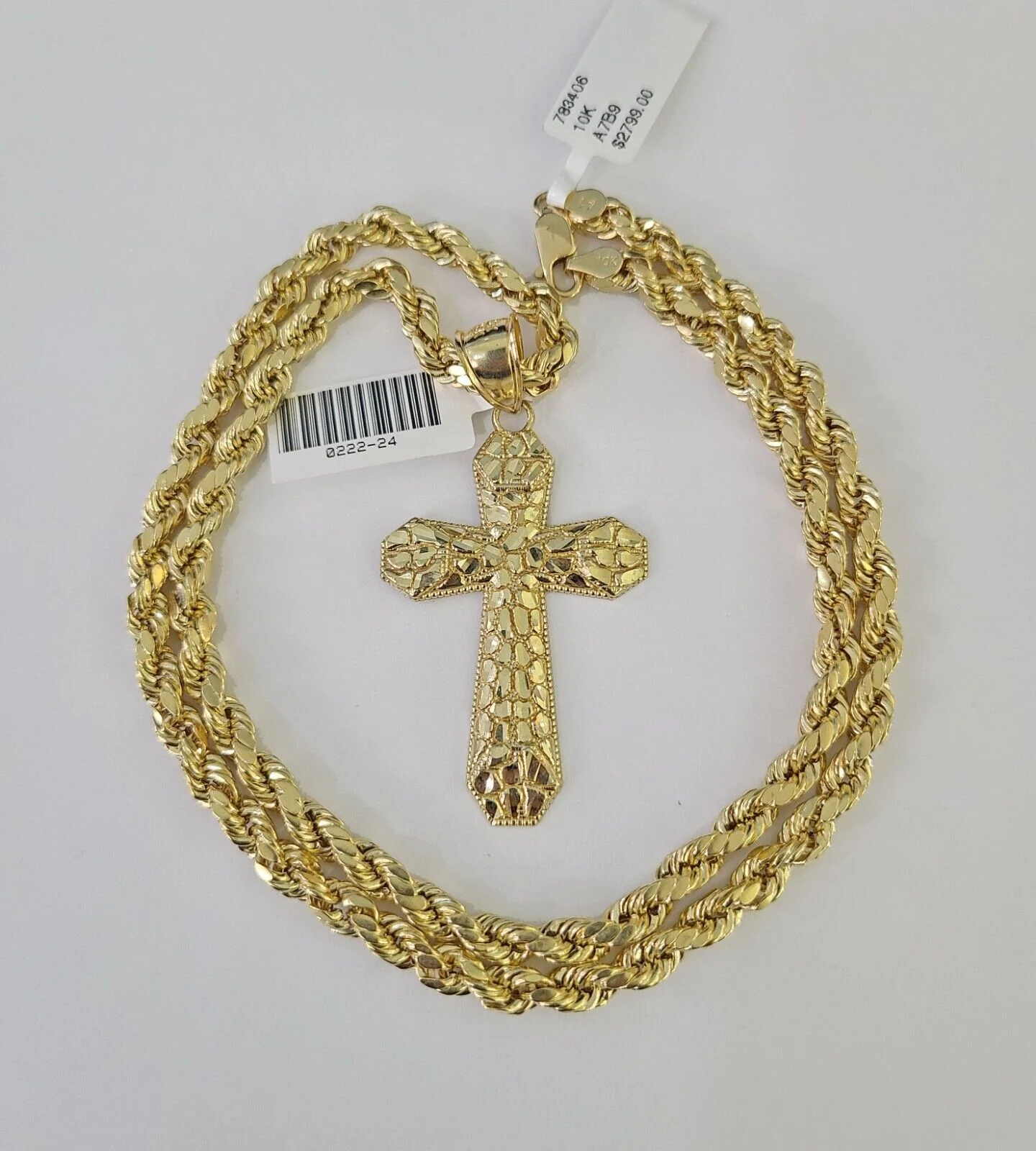 Real 10k Rope Chain Jesus Cross Charm Necklace Pendant Set 5mm 20"-30" Inch Gold - Image 5