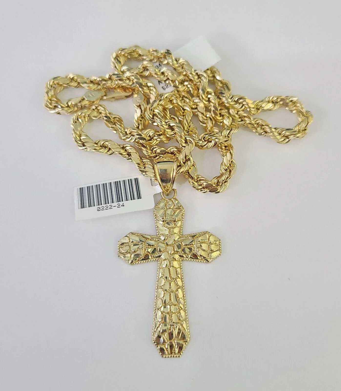 Real 10k Rope Chain Jesus Cross Charm Necklace Pendant Set 5mm 20"-30" Inch Gold - Image 6