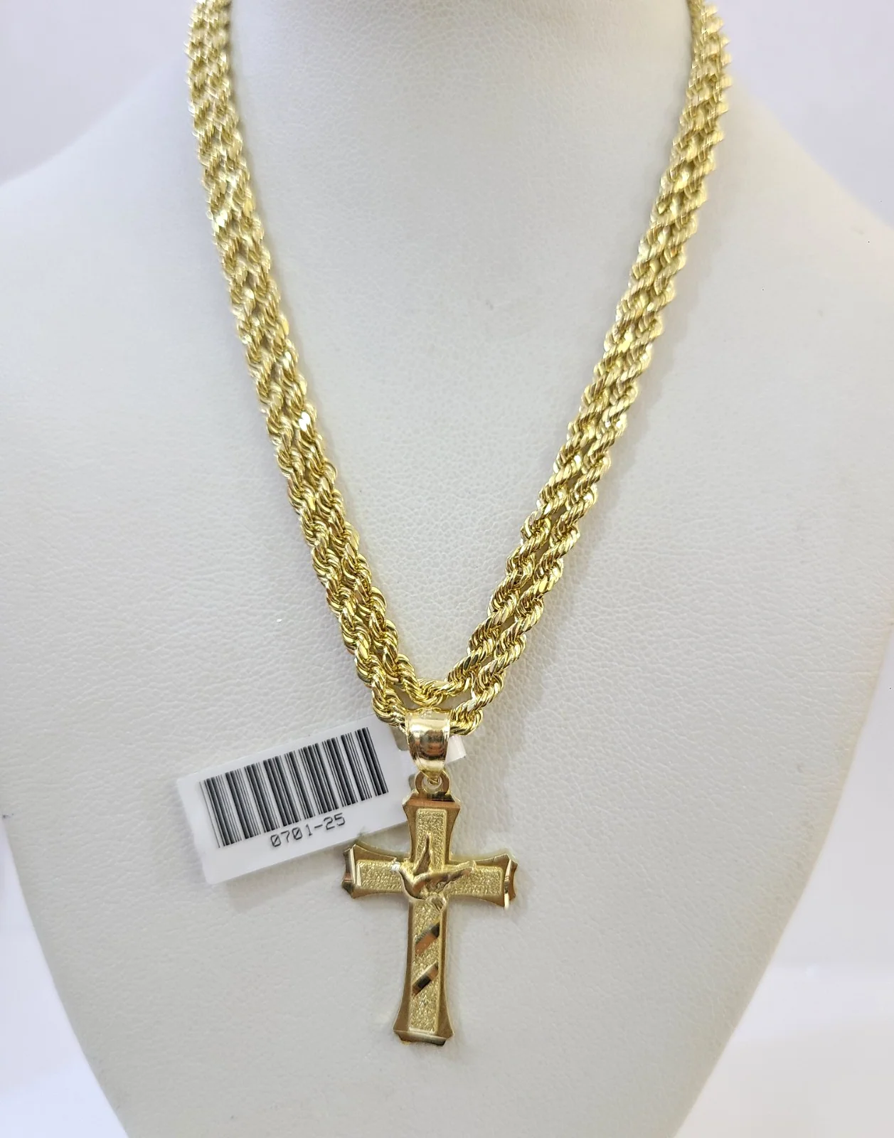 Real 10k Rope Chain Jesus Cross Charm Necklace SET 2mm 18"-28" Pendant - Image 5