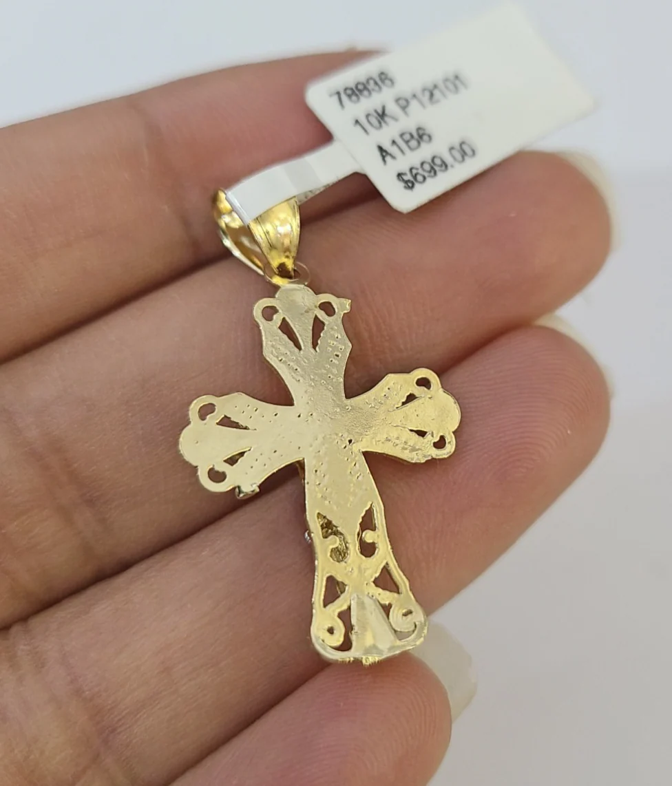 Real 10k Rope Chain Jesus Cross Charm Necklace SET 2mm 18"-28" Pendant - Image 7