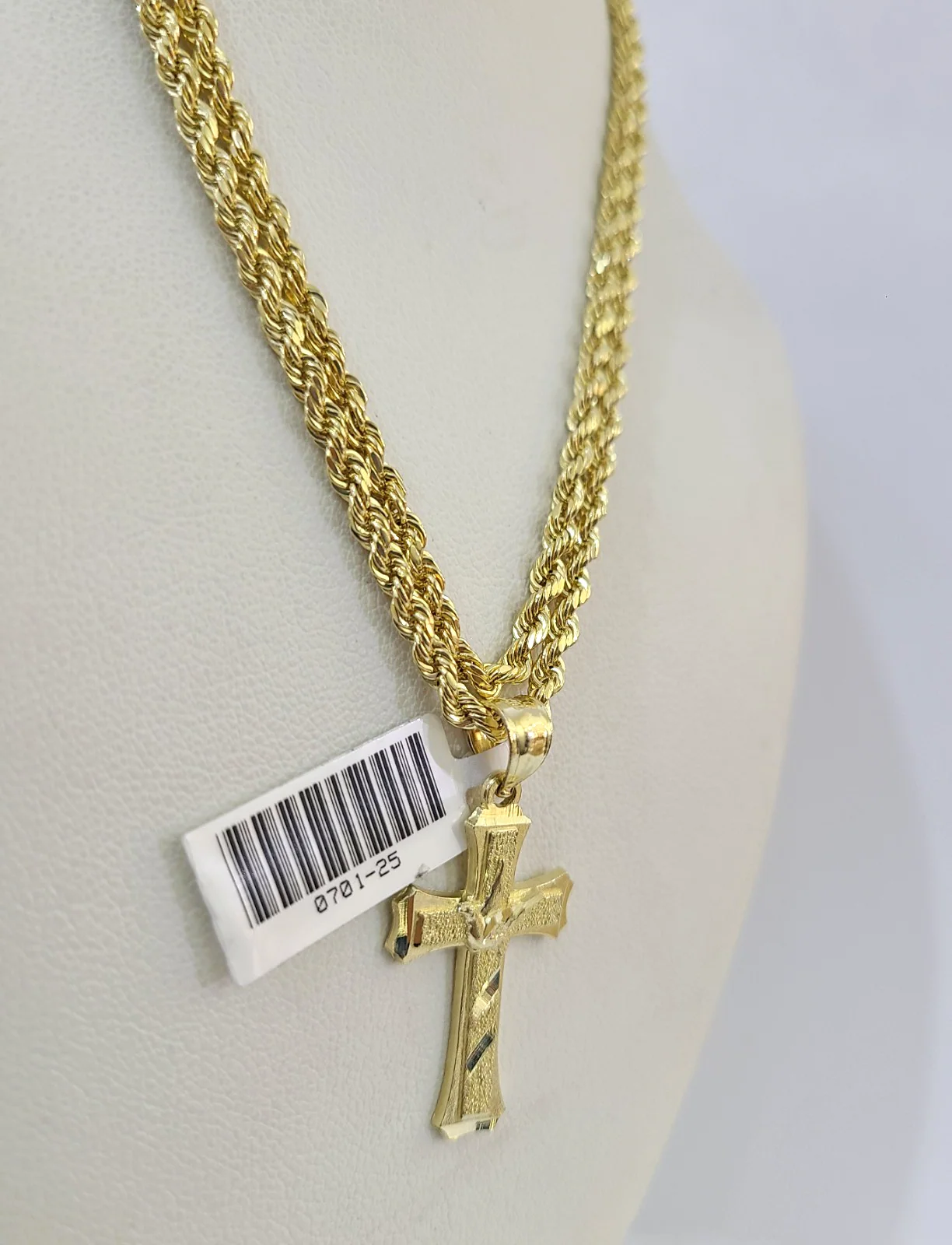 Real 10k Rope Chain Jesus Cross Charm Necklace SET 3mm 18"-28" Pendant - Image 2