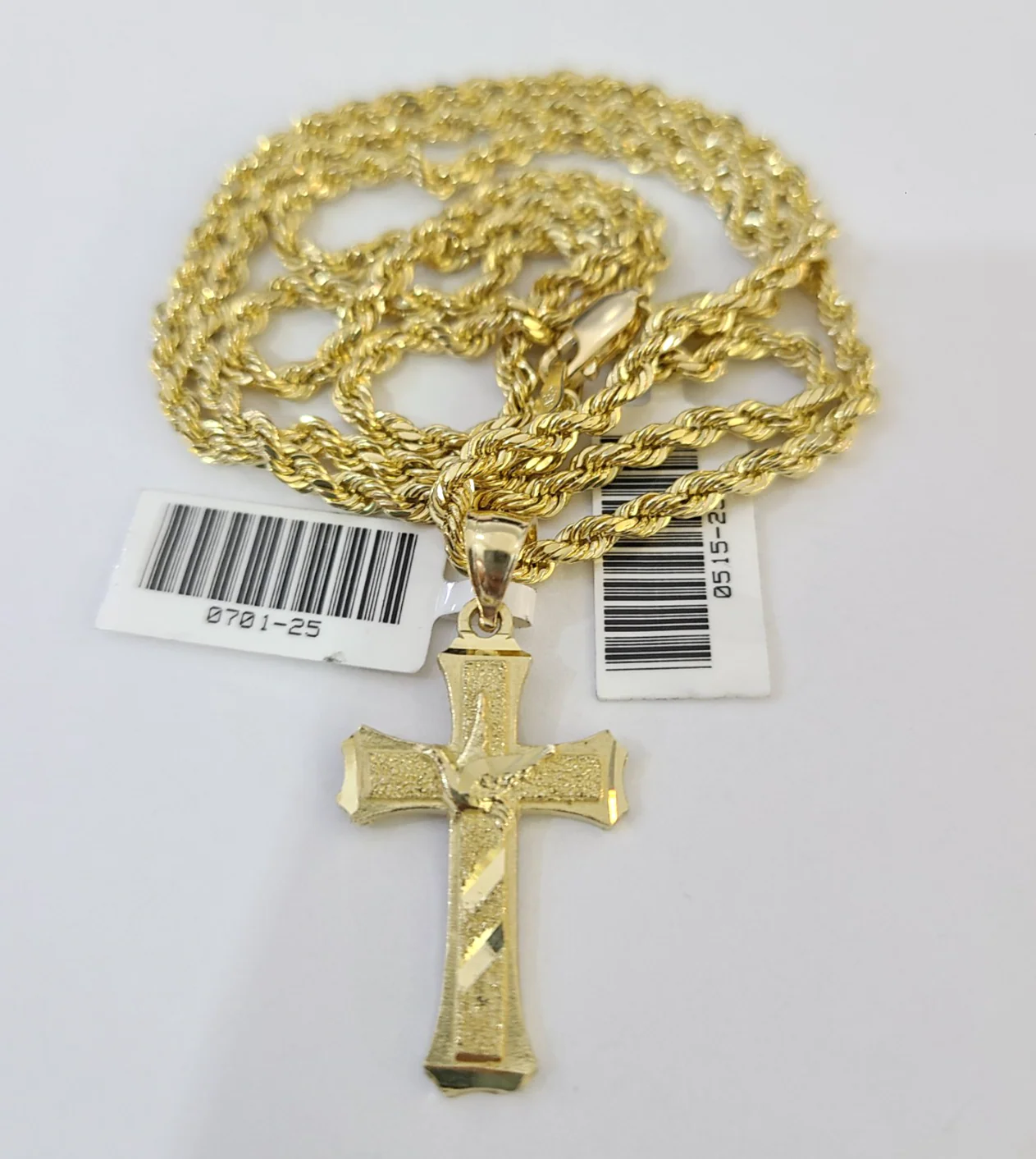 Real 10k Rope Chain Jesus Cross Charm Necklace SET 3mm 18"-28" Pendant - Image 4