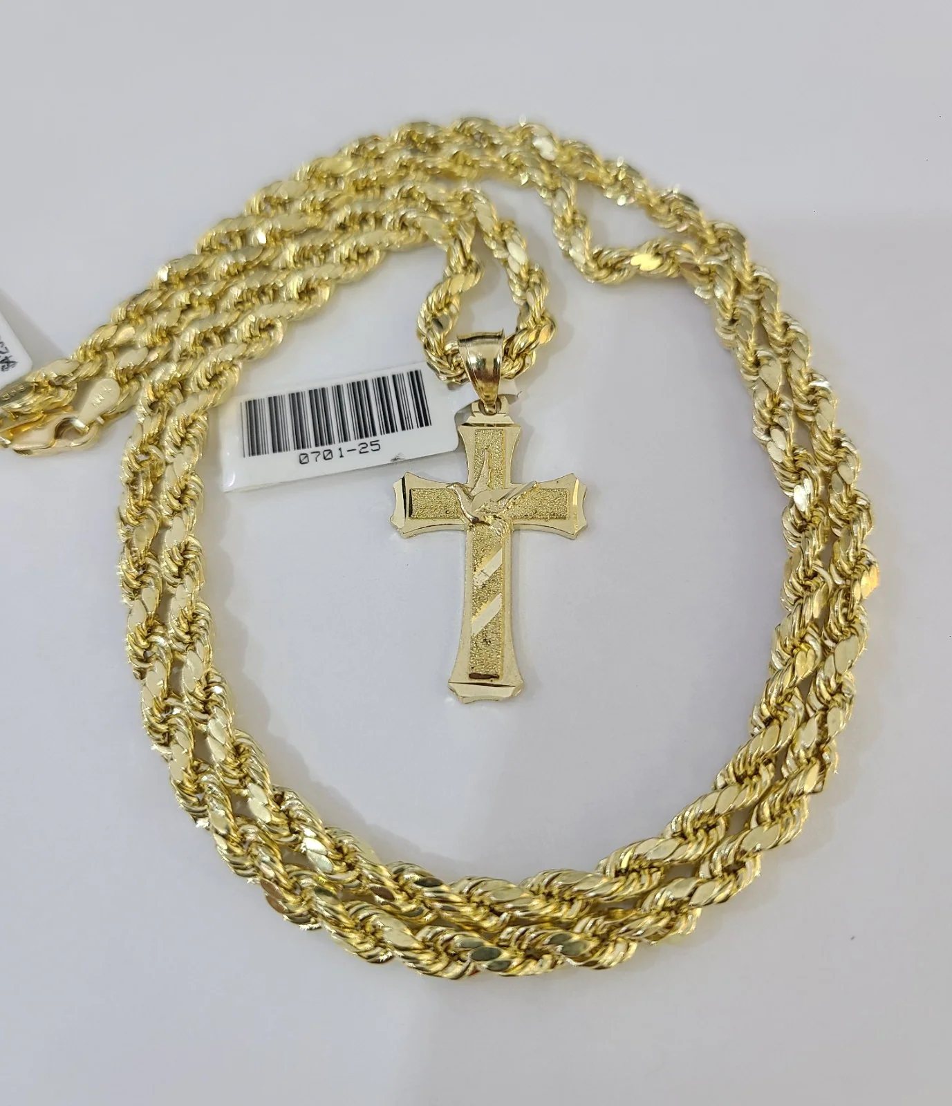 Real 10k Rope Chain Jesus Cross Charm Necklace SET 4mm 18"-28" Pendant - Image 3