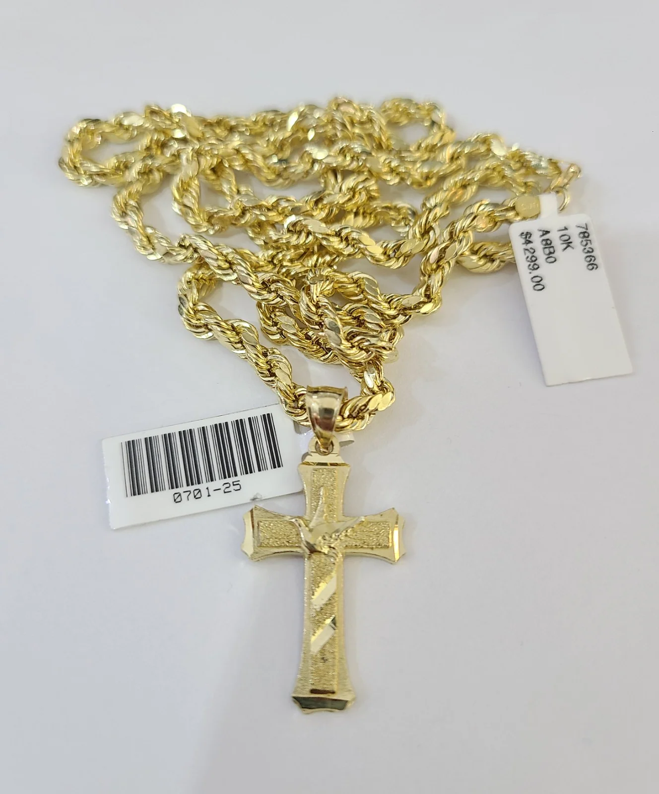 Real 10k Rope Chain Jesus Cross Charm Necklace SET 4mm 18"-28" Pendant - Image 4