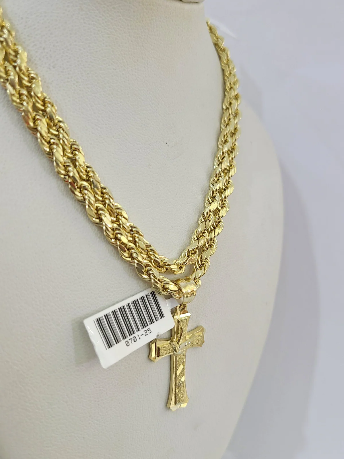 Real 10k Rope Chain Jesus Cross Charm Necklace SET 4mm 18"-28" Pendant - Image 6