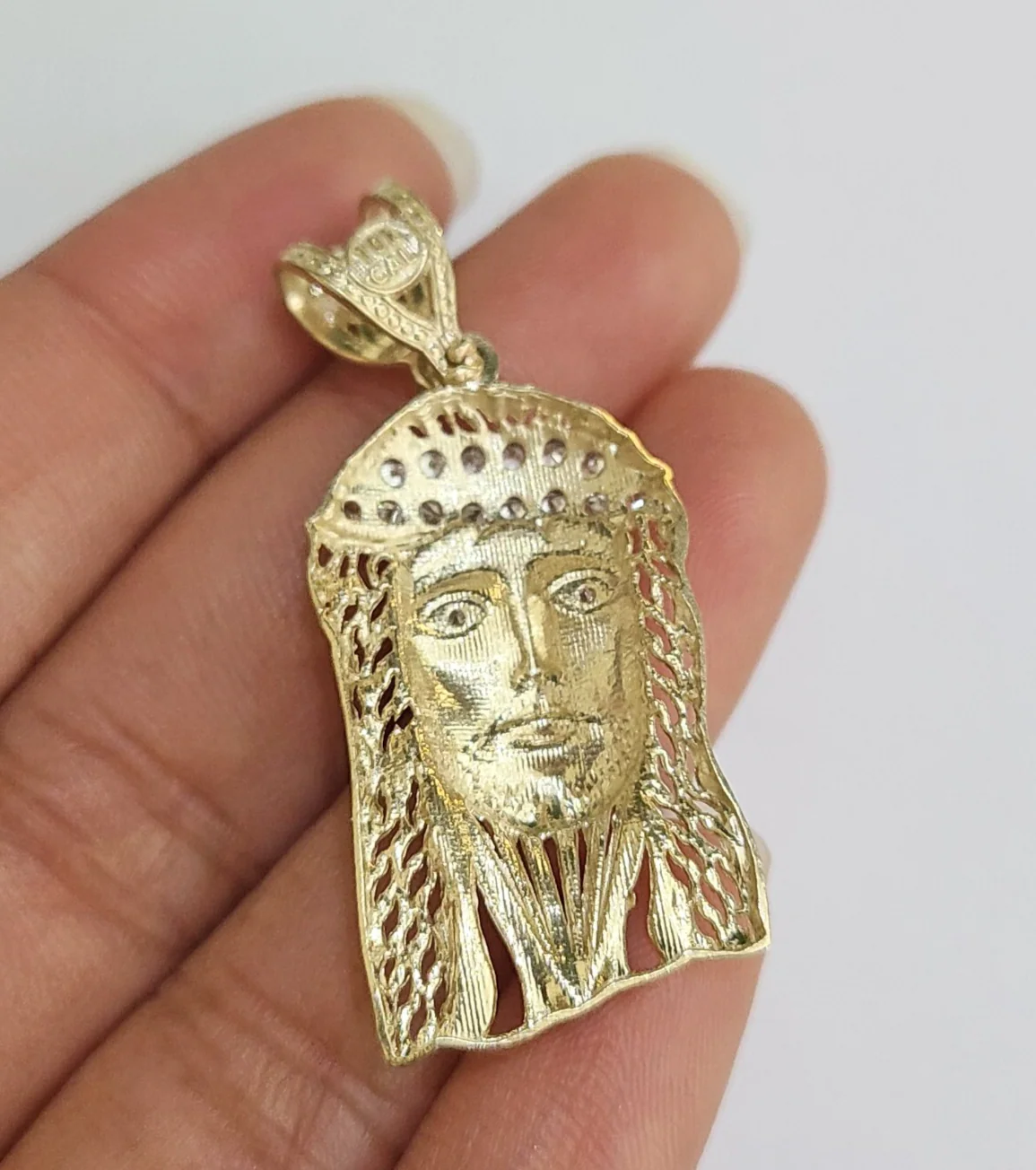 REAL 10k Rope Chain Jesus Head Charm Pendant 4mm Necklace Set 18"-28" in - Image 7