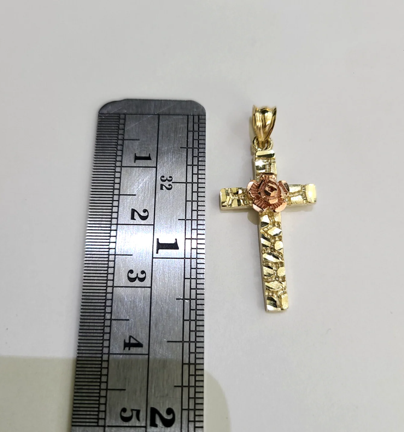 REAL 10k Rope Chain Jesus Rose Cross Charm Pendant 3mm Necklace Set 18"-28" in - Image 2