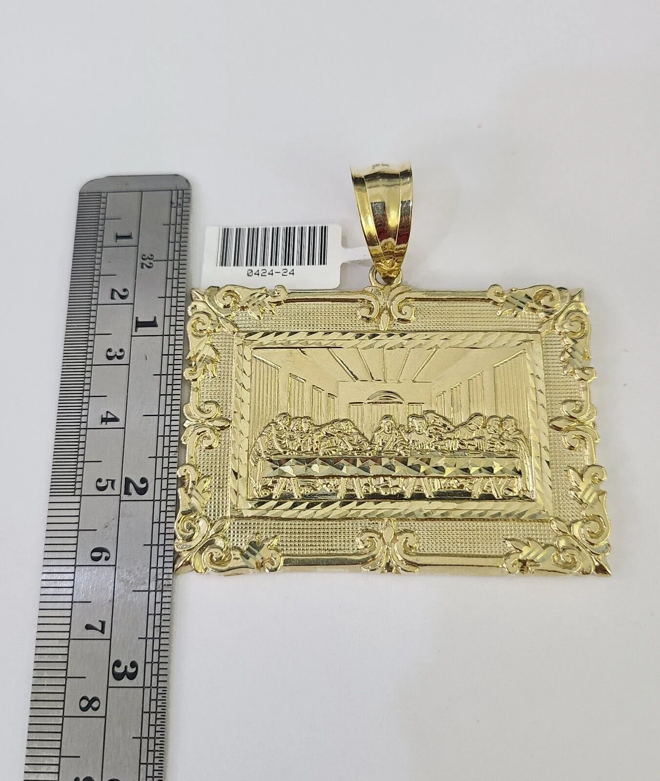 Real 10k Rope Chain Last Supper Charm Set 10mm 20"-30" Inch Necklace Yellow Gold - Image 4