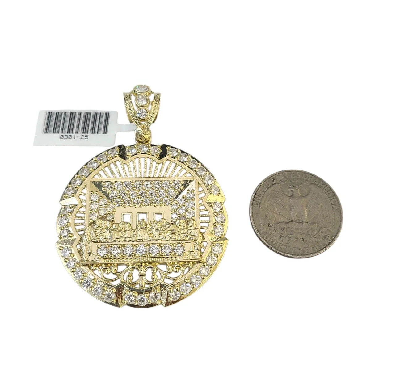 Real 10k Rope Chain Last Supper Necklace Pendant Set 7mm 20"-30" Gold Men - Image 5