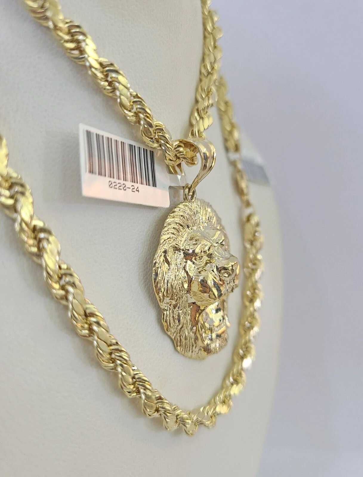 Real 10k Rope Chain Lion Charm Set 5mm 20"-30" Inch Necklace Yellow Gold - Image 2