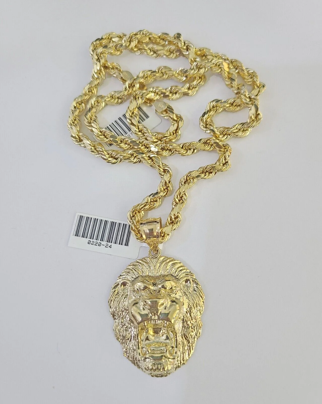 Real 10k Rope Chain Lion Charm Set 5mm 20"-30" Inch Necklace Yellow Gold - Image 5