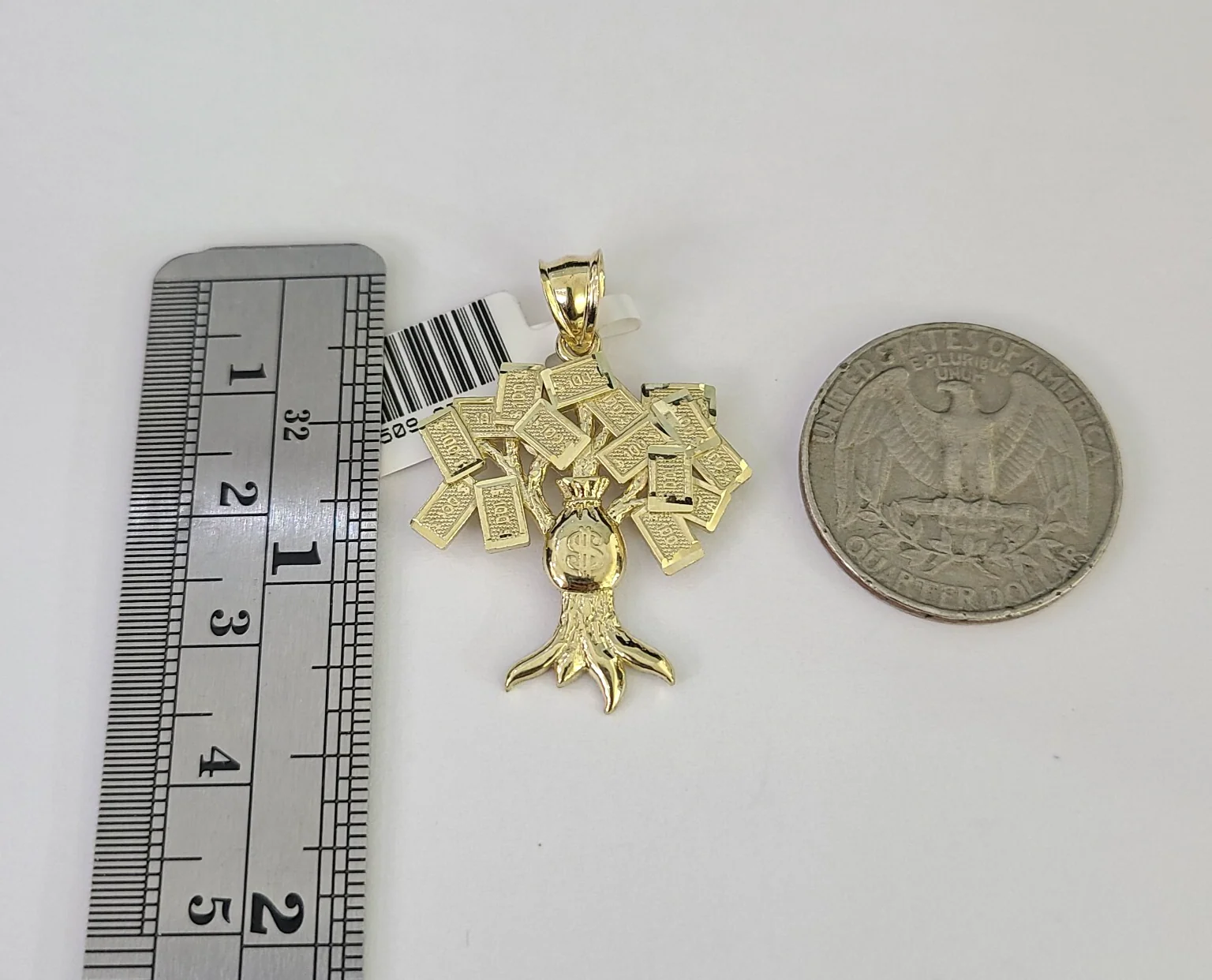REAL 10k Rope Chain Money Tree Charm Pendant 3mm Necklace Set 18"-30" in - Image 4