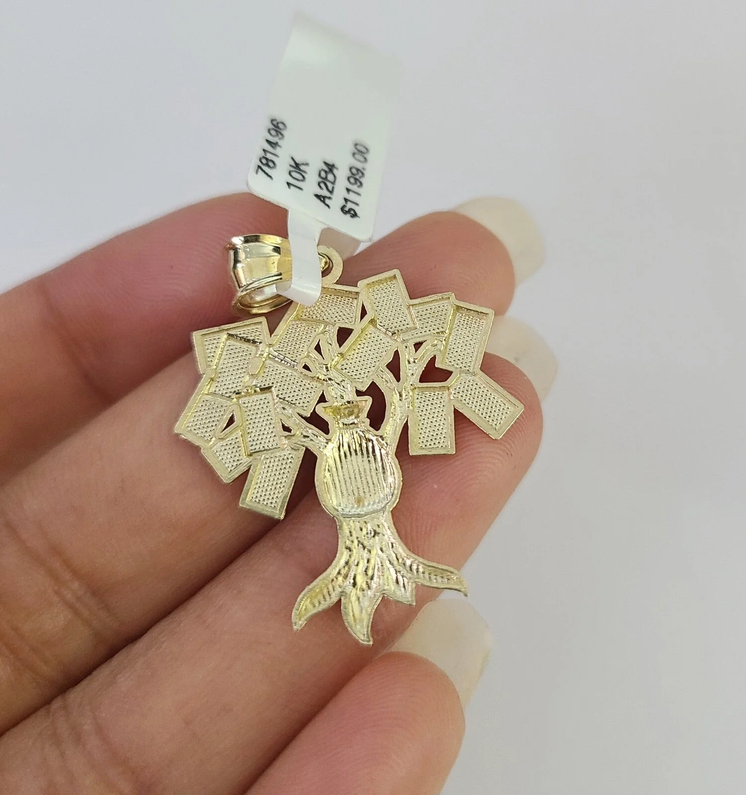 REAL 10k Rope Chain Money Tree Charm Pendant 3mm Necklace Set 18"-30" in - Image 7
