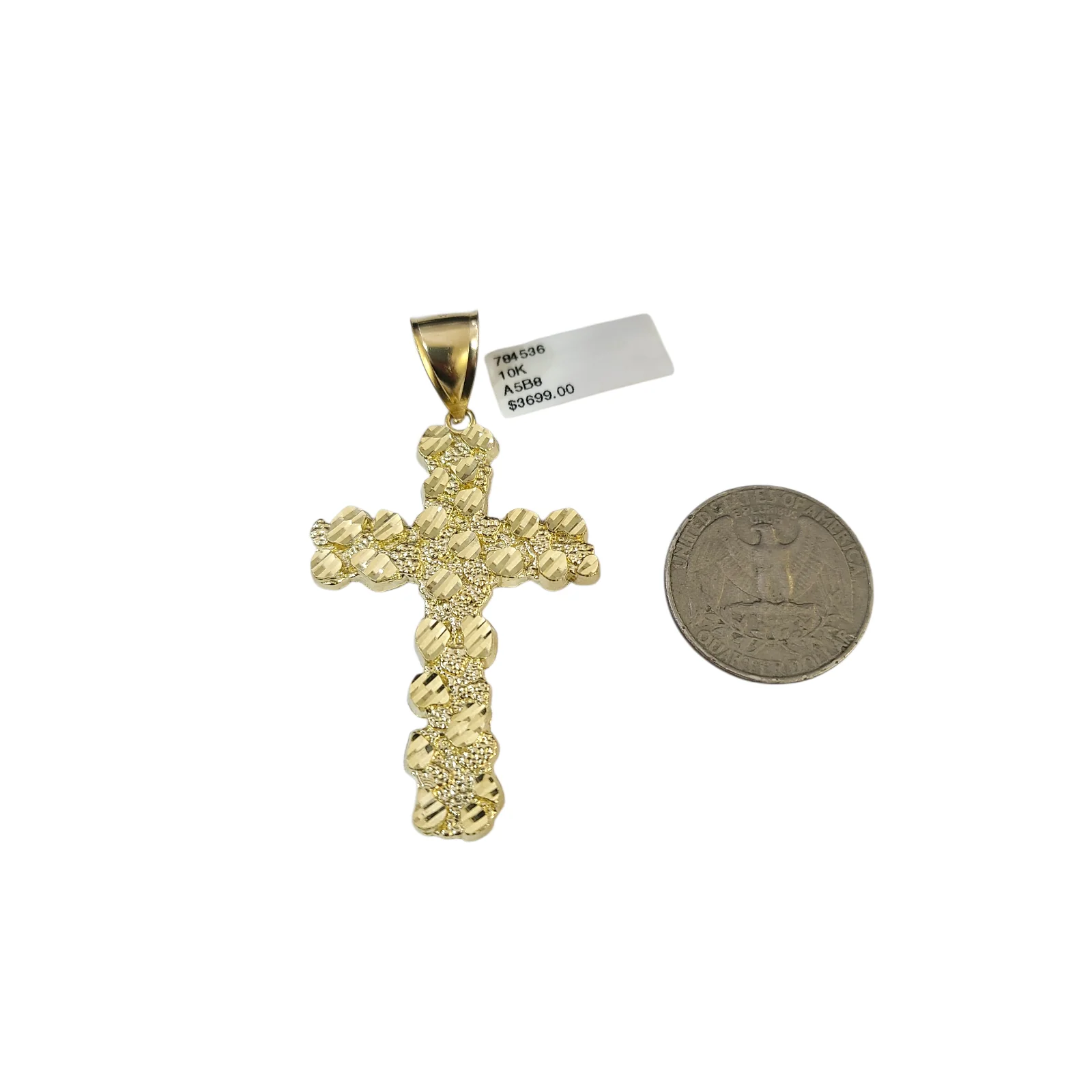 Real 10k Rope Chain Nugget Cross Necklace Pendant Set 7mm 20"-28" Gold Men - Image 2