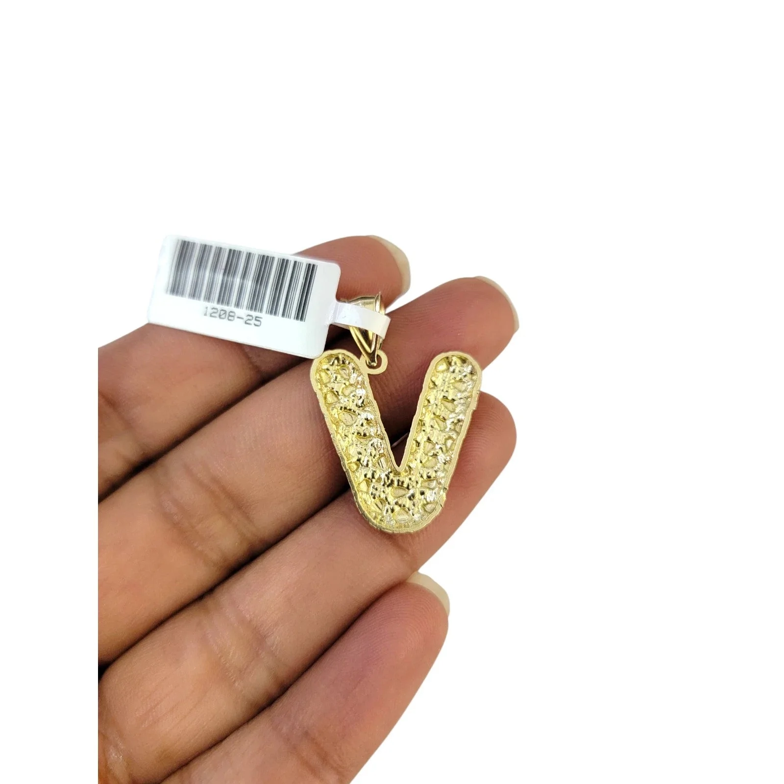 Real 10k Rope Chain V Nugget Initial Charm 3mm 18"-28" Necklace Set Pendant Gold - Image 6